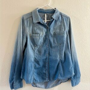 LC Lauren Conrad Blue Ombre Button Down Shirt